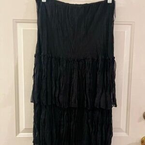 Linq Los Angeles Woman's 100% Silk Tiered Skirt Sz Lr